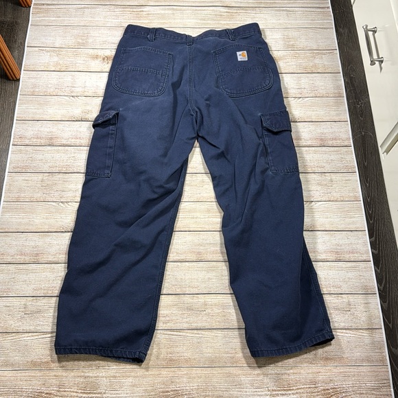 Carhartt FR Men's 38 Flame Resistant Navy Blue Cargo Work Pants Inseam 28" - Picture 7 of 11